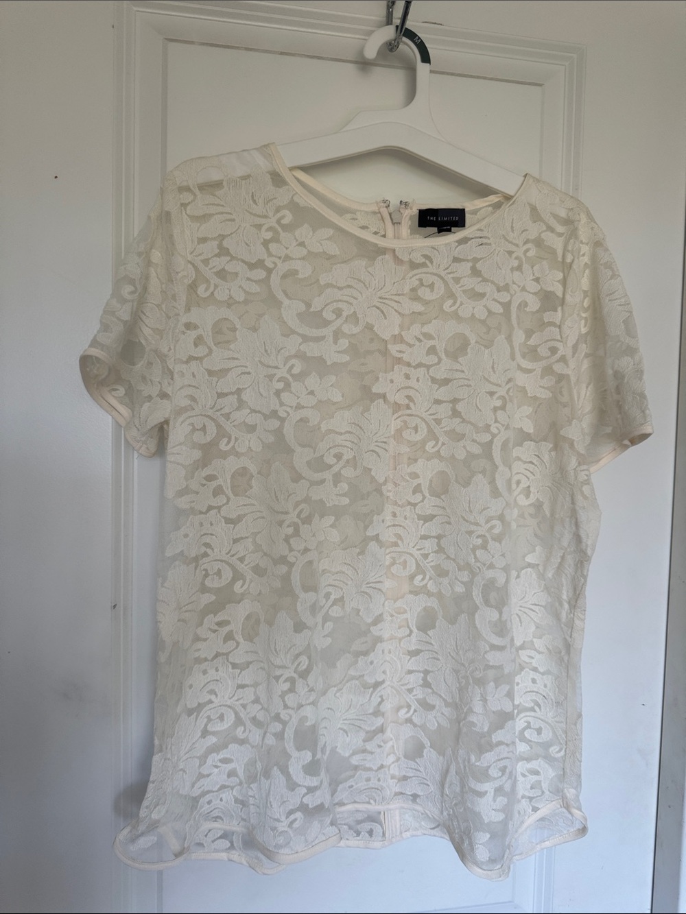 The Limited Cream Floral Lace Top